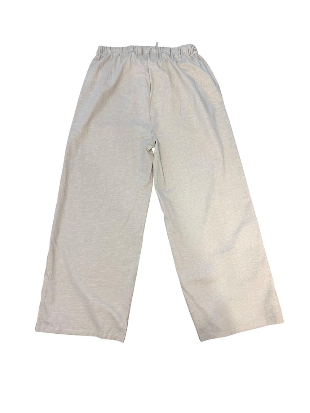 Linen Blend Woman’s Size Large/Tall Relaxed Wide-Leg Drawstring Pants in Sand - Picture 3 of 7